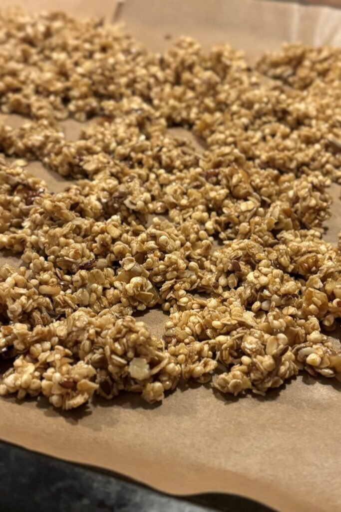 Zelf cruesli maken op een bakplaat in de oven